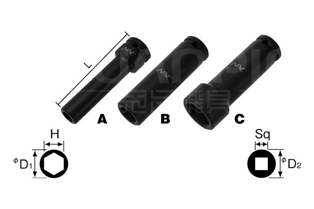 加长型内六角套筒-6.35mm(1/4”)方形驱动套筒